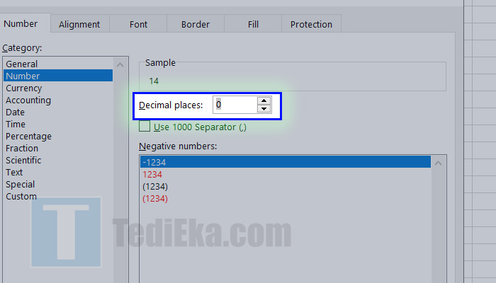 microsoft excel format cells number decimal places 0