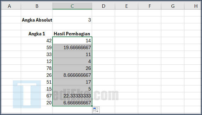 microsoft excel pembagian angka sel absolut