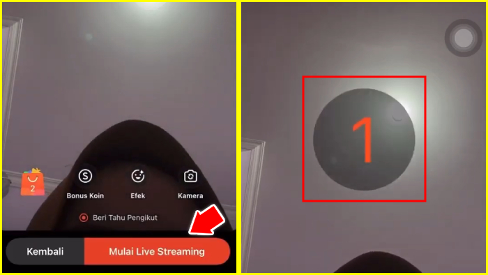 mulai live streaming dan countdown shopee