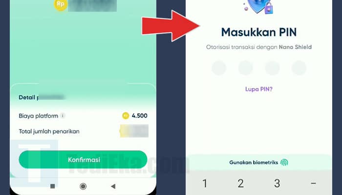 nanovest konfirmasi penarikan - masukkan pin