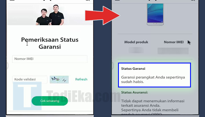 oppo-id.custhelp.com nomor imei kode validasi - status garansi
