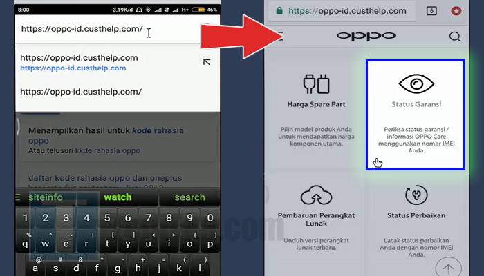 oppo-id.custhelp.com - status garansi