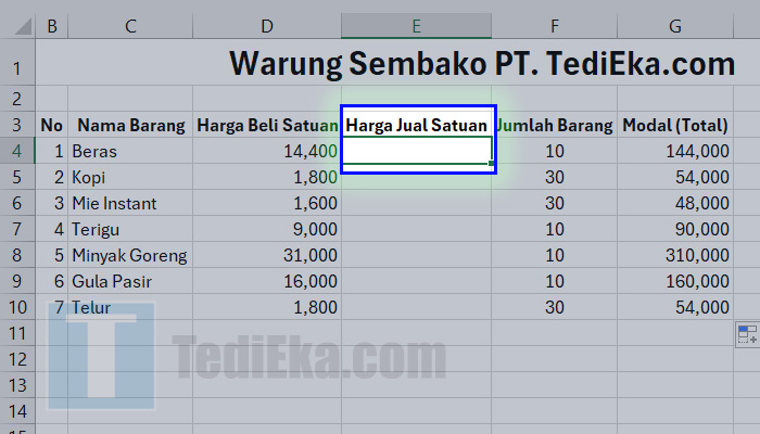 perkalian persentase excel tempat hasil