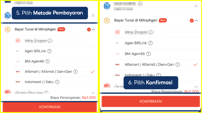 pilih metode pembayaran lalu konfirmasi