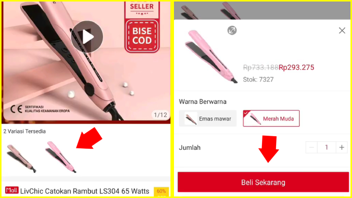 pilih varian barang lalu tekan tombol beli sekarang dari Shopee