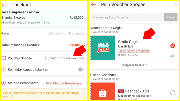 pilih voucher shopee