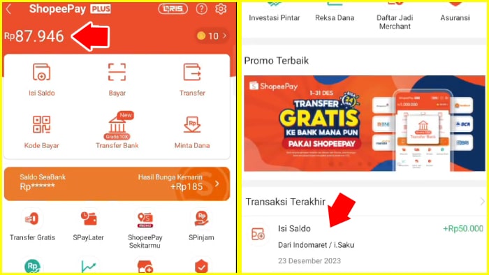 saldo dari indomaret sudah masuk ke shopee