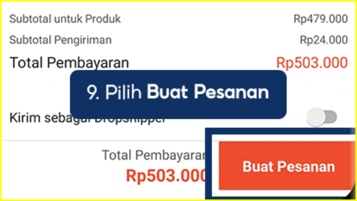 selesaikan checkout dengan tekan buat pesanan ke shopee