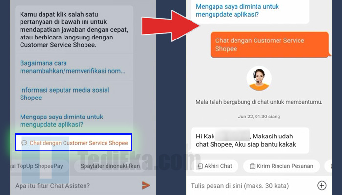 shopee chat dengan customer service shopee - cs shopee tersambung
