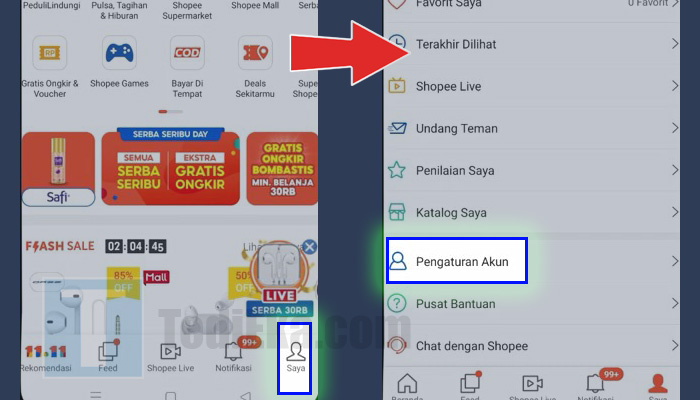 shopee saya - pengaturan akun