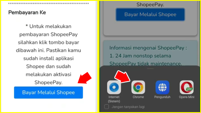 tekan bayar melalui shopee buka lewat chrome