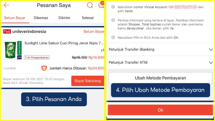 ubah metode pembayaran shopee