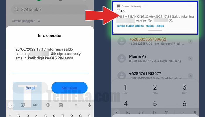 ussd bni cek saldo pin - sms