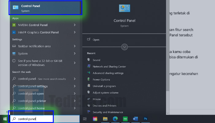 windows 10 control panel