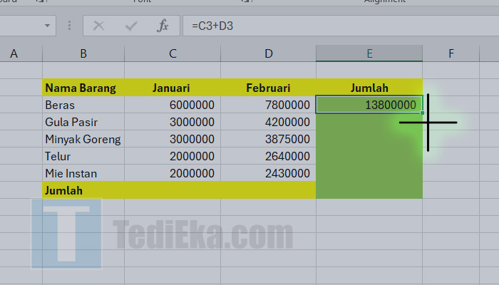 Rumus Penjumlahan Excel 03