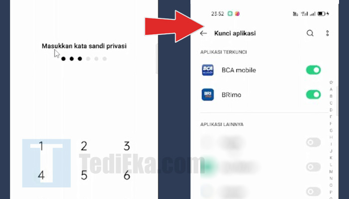 android oppo kunci aplikasi masukkan kata sandi privasi - pilih aplikasi