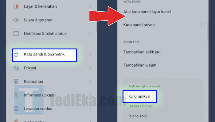 android oppo pengaturan kata sandi dan biometrik - kunci aplikasi
