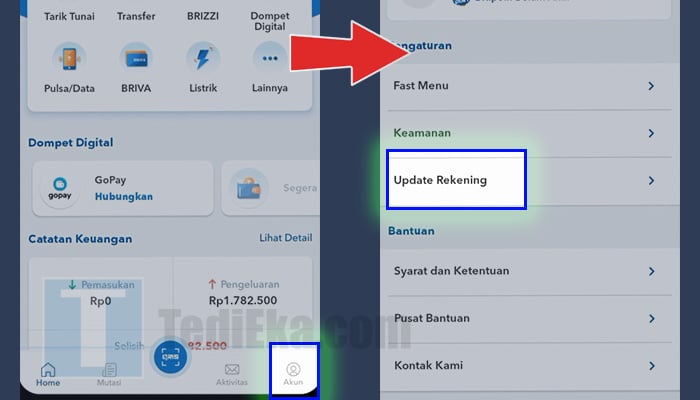 brimo akun - update rekening