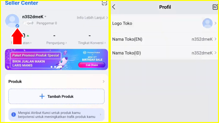 ganti nama dan toko lazada mu