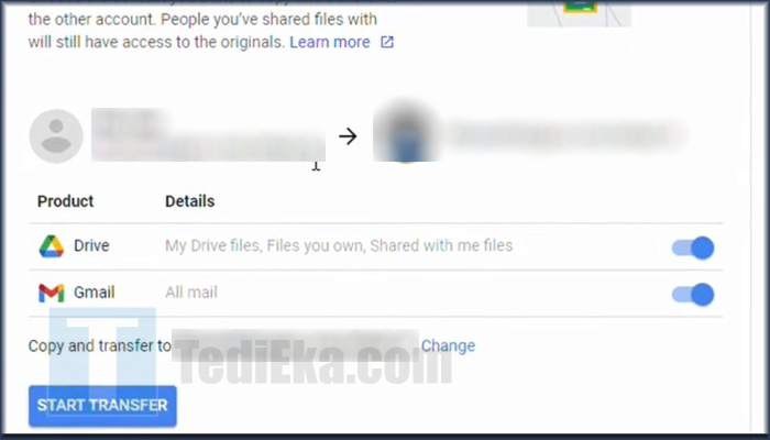 google takeout transfer start transfer