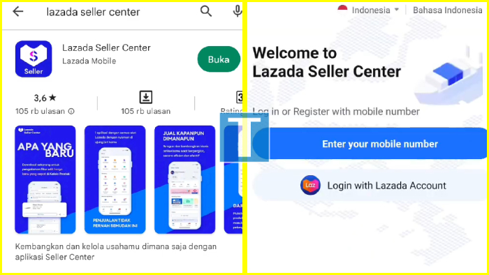 install lazada seller center masukkan nomor hp kamu