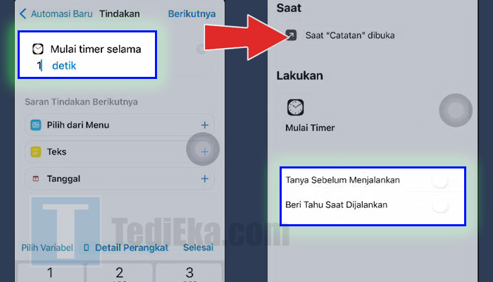 iphone automasi mulai timer 1 detik - off tanya sebelum menjalankan