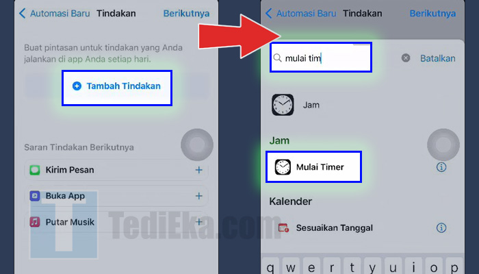 iphone automasi tambah tindakan - mulai timer