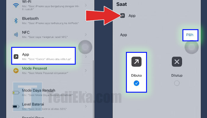 iphone buat automasi baru app - dibuka pilih