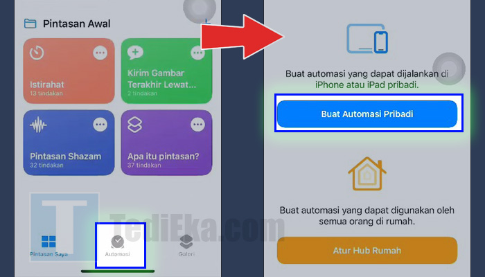 iphone pintasan automasi - buat automasi baru