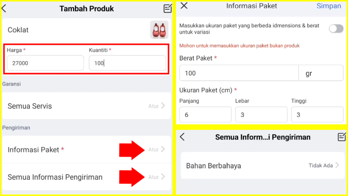 isi item produk sebaik mungkin