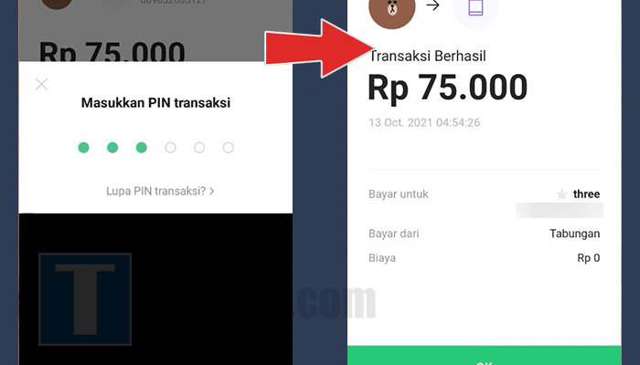 line bank konfirmasi transaksi pulsa - berhasil