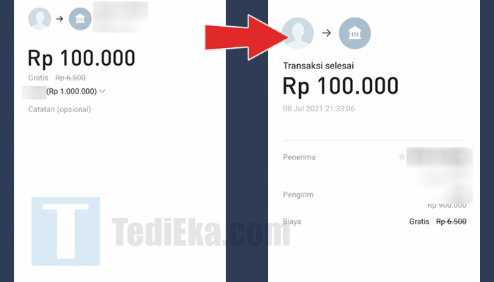 line bank konfirmasi transfer - berhasil
