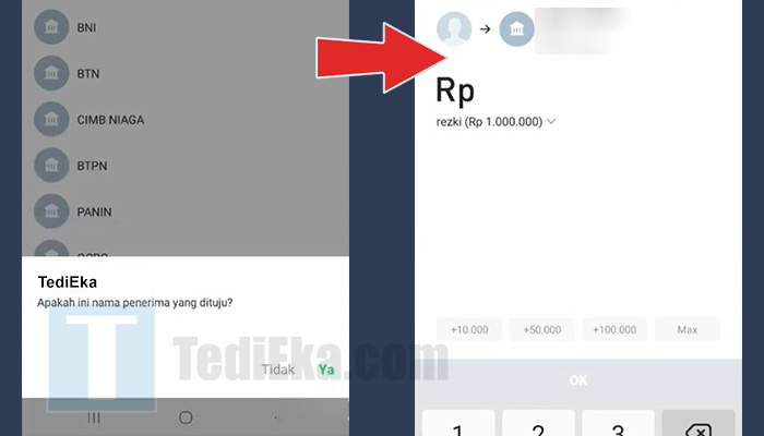 line bank transfer konfirmasi atas nama - masukkan nominal transfer