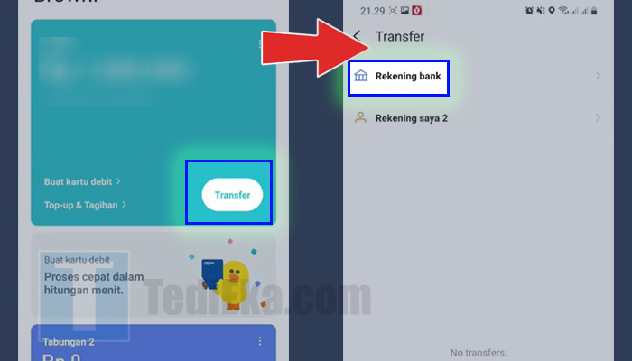 line bank transfer - rekening bank