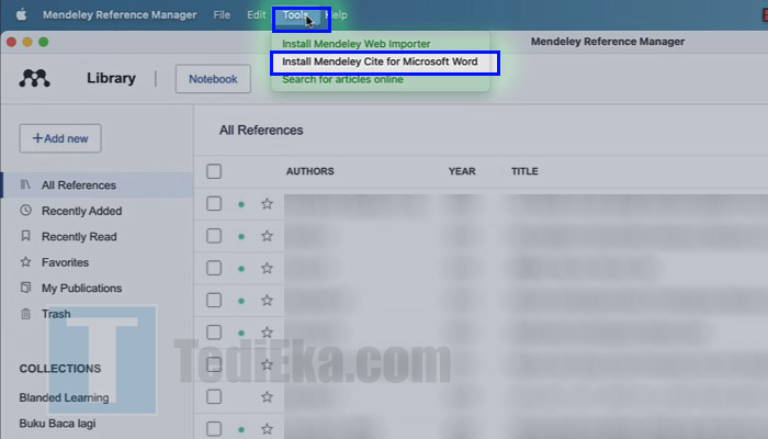 mac mendeley tools - install mendeley cite for microsof word