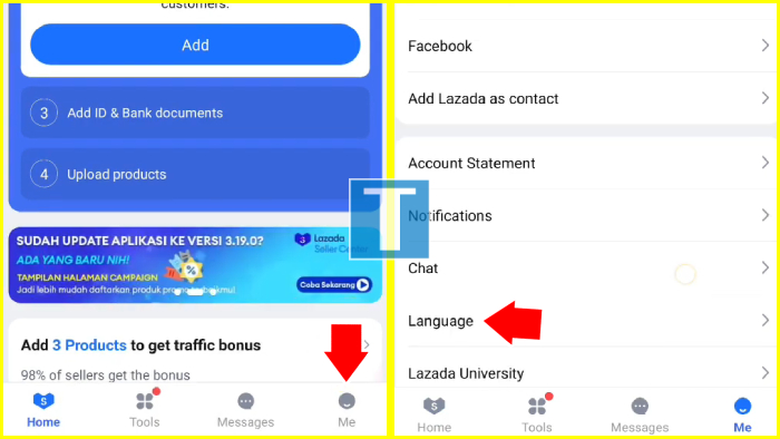 mengubah bahasa aplikasi lazada ke bahasa indonesia