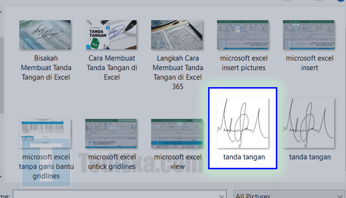 microsoft excel masukkan tanda tangan