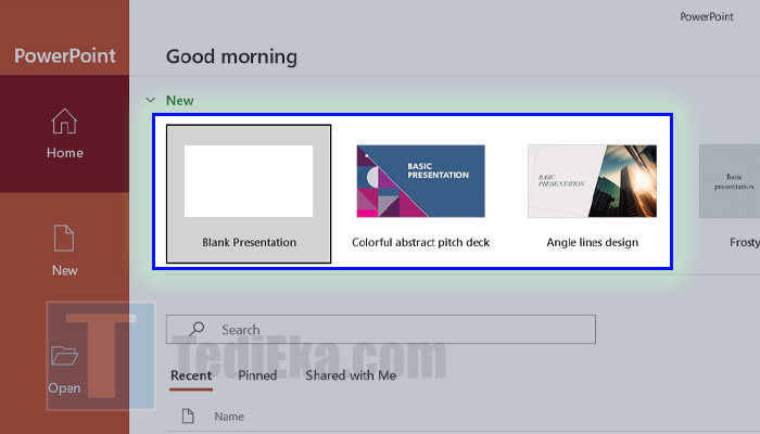 microsoft powerpoint new file
