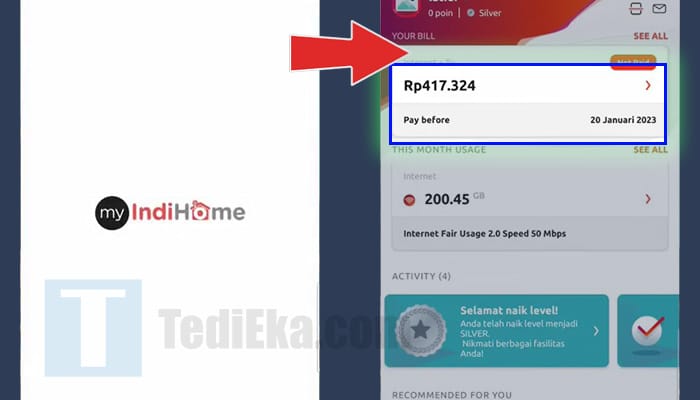 myindihome - cek total tagihan