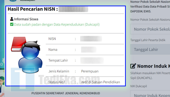 nisn data siswa hasil pencarian