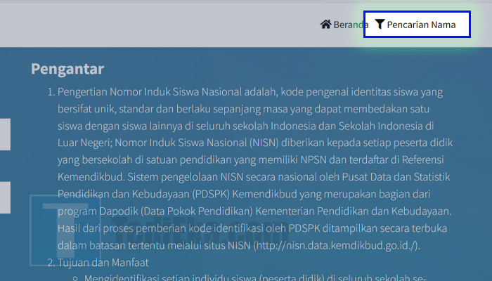 nisn pencarian nama