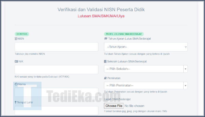 nisn verifikasi dan validasi peserta didik