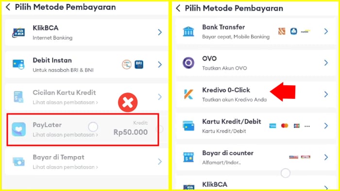 pilih metode pembayaran buat kredit hp lazada