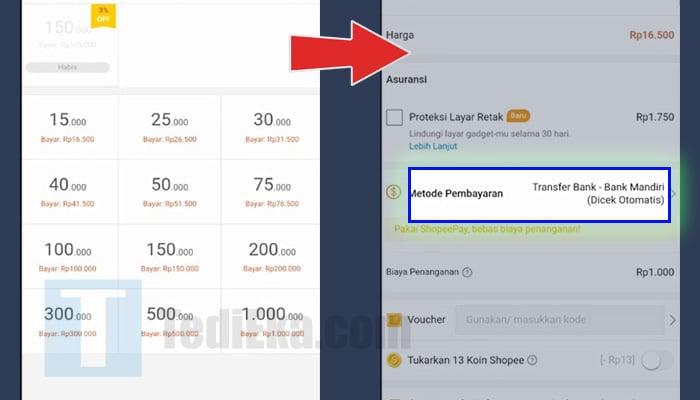 shopee pulsa nominal - metode pembayaran