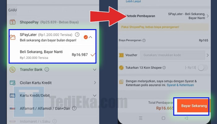 shopee pulsa spaylater - bayar sekarang