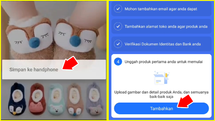 simpan foto video ke handphone lalu mulai tambahkan ke toko lazada-mu