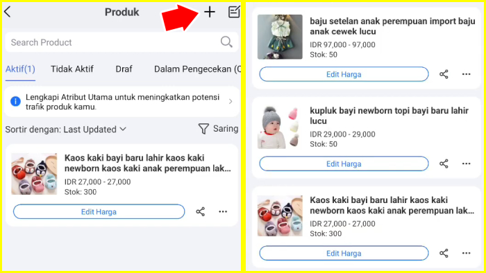 tambahkan terus produk untuk etalase tokomu