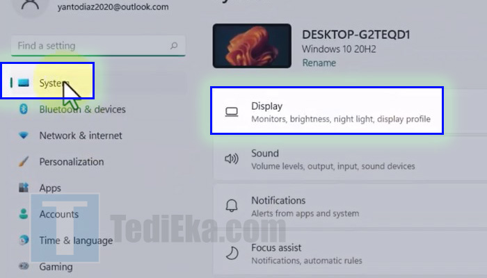 windows 11 system - display