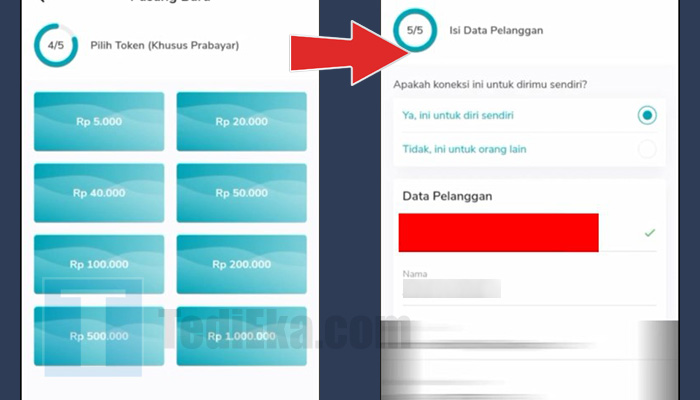 pln mobile beli token - konfirmasi data pelanggan