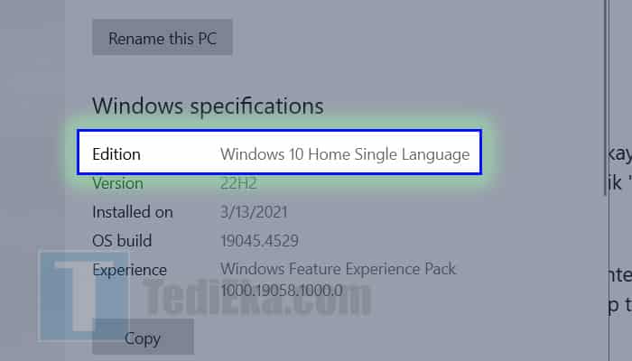 cara mengecek edisi windows